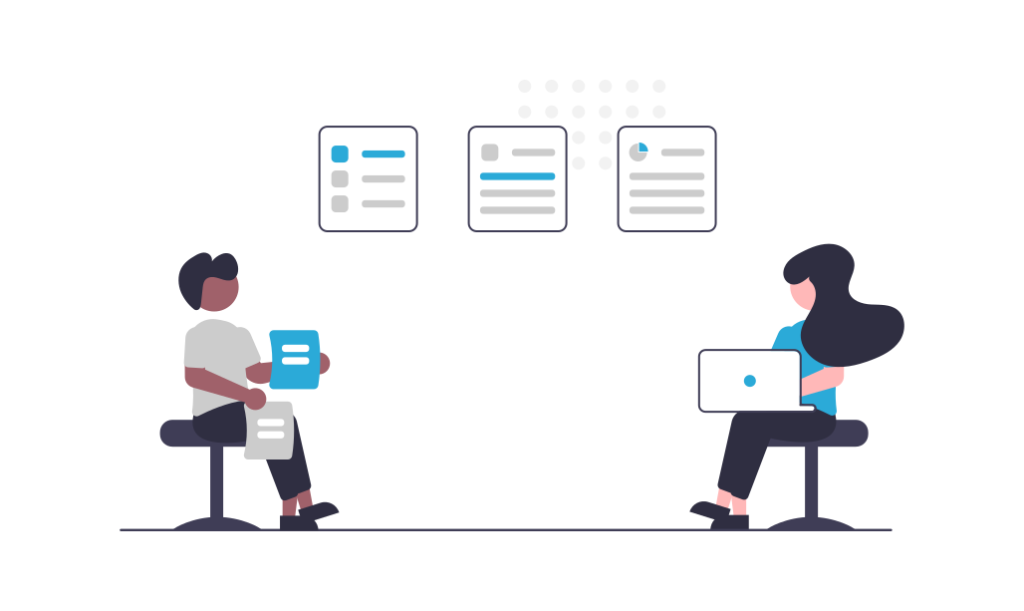 Team meeting illustration showing professionals collaborating around a table