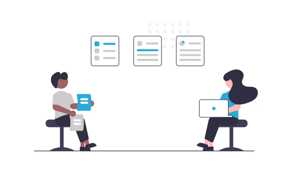 Team meeting illustration showing professionals collaborating around a table